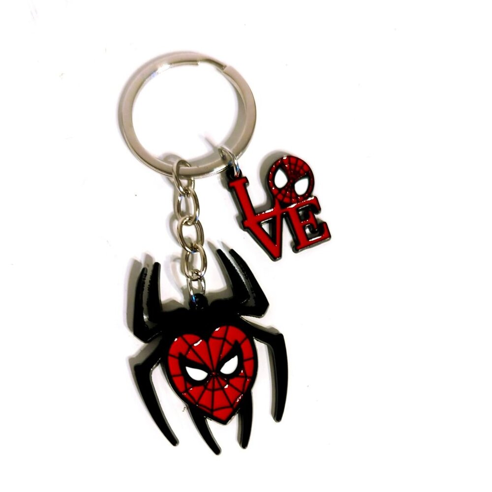 Love Spiderman Heart Pendant Keychain Keyring